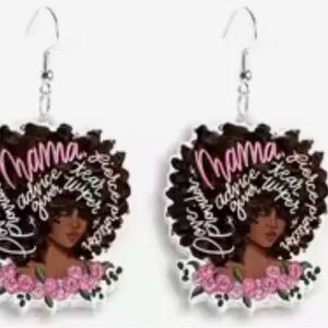 Stylish Afrocentric Earrings with Pink and Black Design